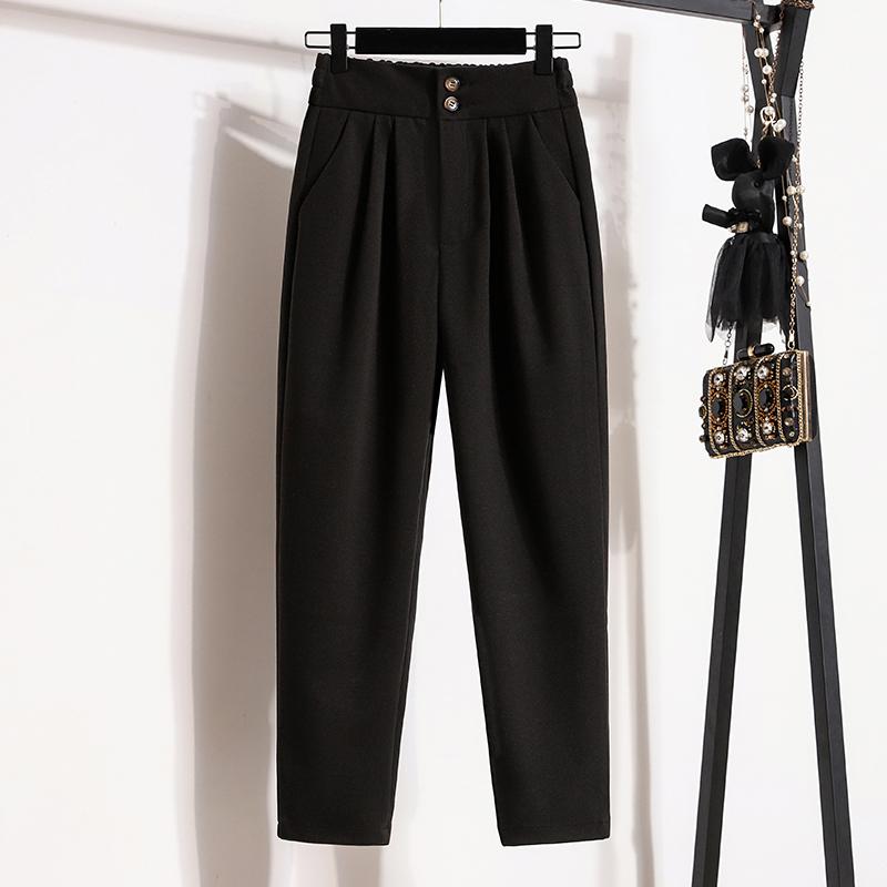 

DIMANAF Женские длинные брюки больших размеров, толстые винтажные брюки, низ, свободные повседневные, эластичная талия, зима-осень 2025 2XL чёрный