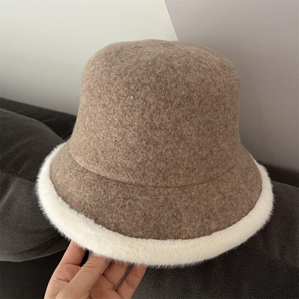 Autumn and Winter Warm Wool Woolen Fisherman Hat Children's New Thickened Fashion Versatile Basin Hat Show Face Small Bucket Hat