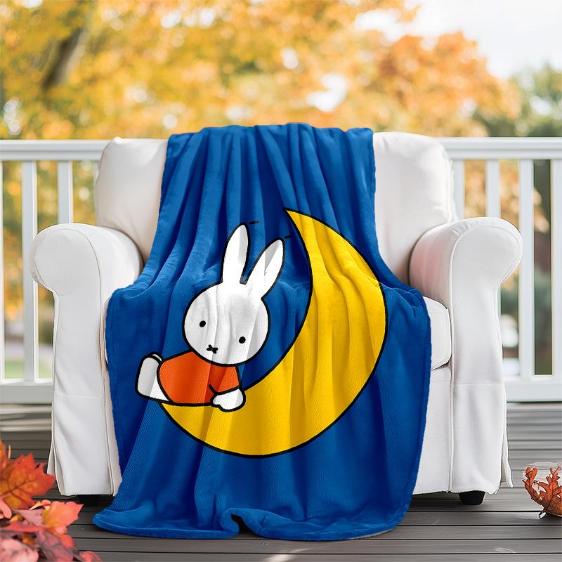 1pc Miffy4 Theme Blanket - Digital Print, Polyester, Cozy for All Seasons, Perfect for Outdoor, Camping, and Travel