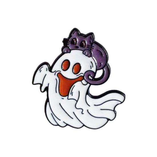 Halloween Cartoon Ghost Brooch, Spooky Pumpkin Tombstone Lapel Pin, Clothes Backpack Bag Decoration Accessories, Holiday Party Gift