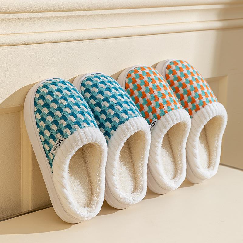 Cixi cotton slippers for women's home use in winter indoor home non-slip spring and autumn plush warm couple winter men