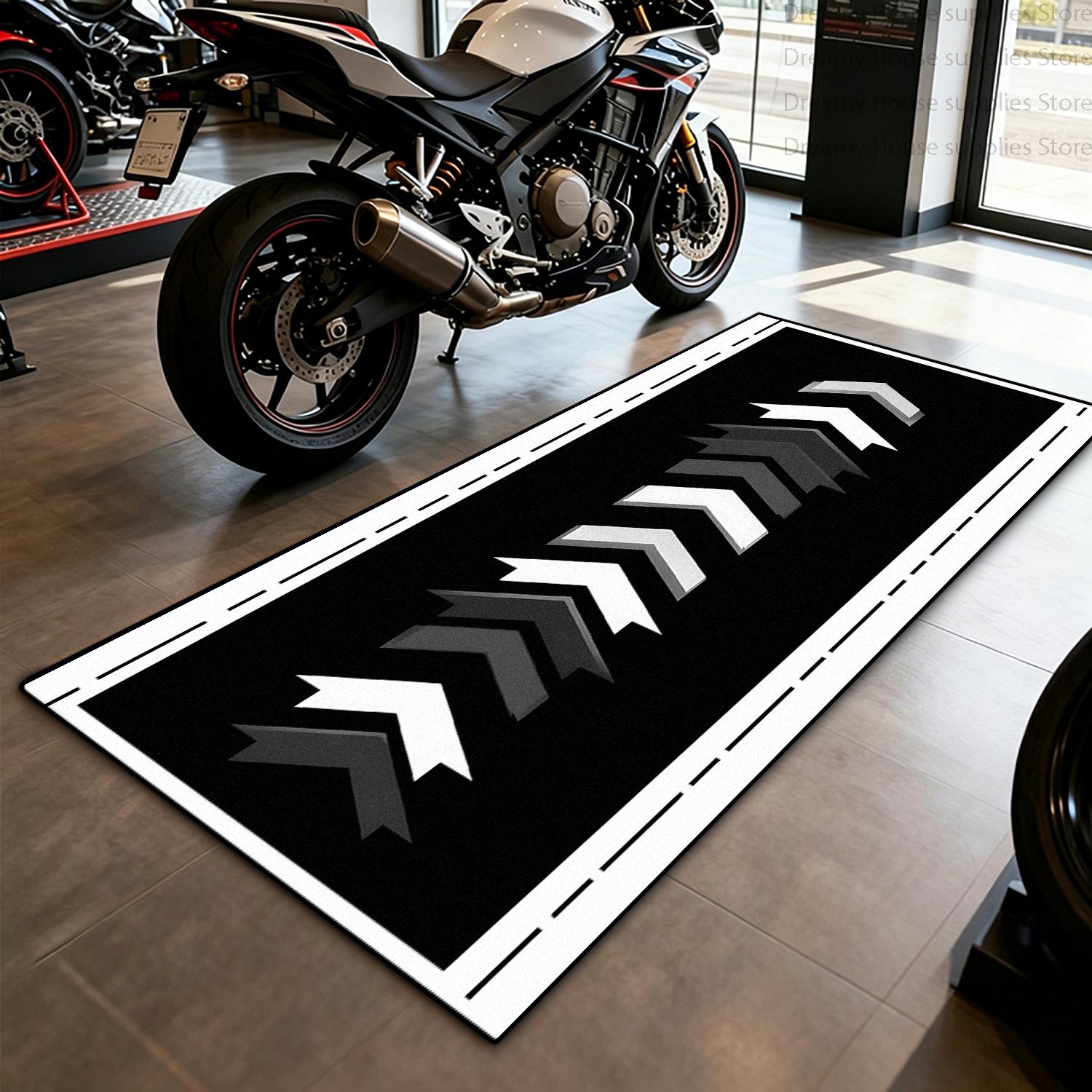 Moderne Parkeerplaats Zwarte Decoratie Lang Tapijt Decoratie Motorfiets Runner Tapijt Huisgang Gemakkelijk Schoon te Maken Antislip Vloermat 1.6x4.9ft(50x150cm)