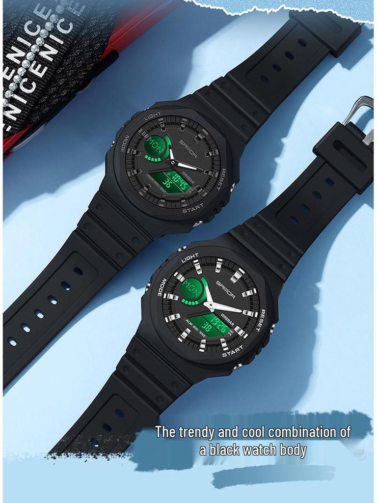 Sanda Dual Display Koreanischer Stil Wasserdicht Multifunktionale Studentenuhr