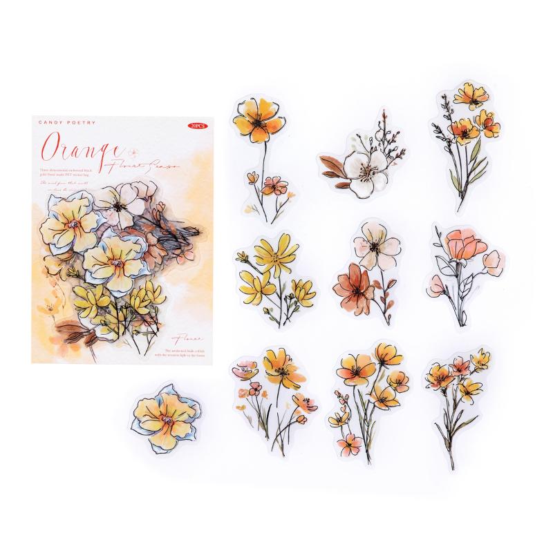 

20pcs Retro Plant Flower Translucent PET Stickers DIY Diary Scrapbook Creative Planner Handbook Aesthetic Craft Supplies
