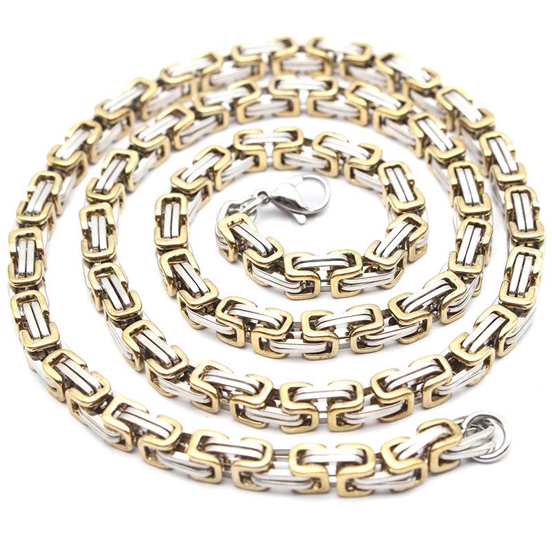 European & American Hip Hop Titanium Steel Gold-Plated Emperor Chain Necklace
