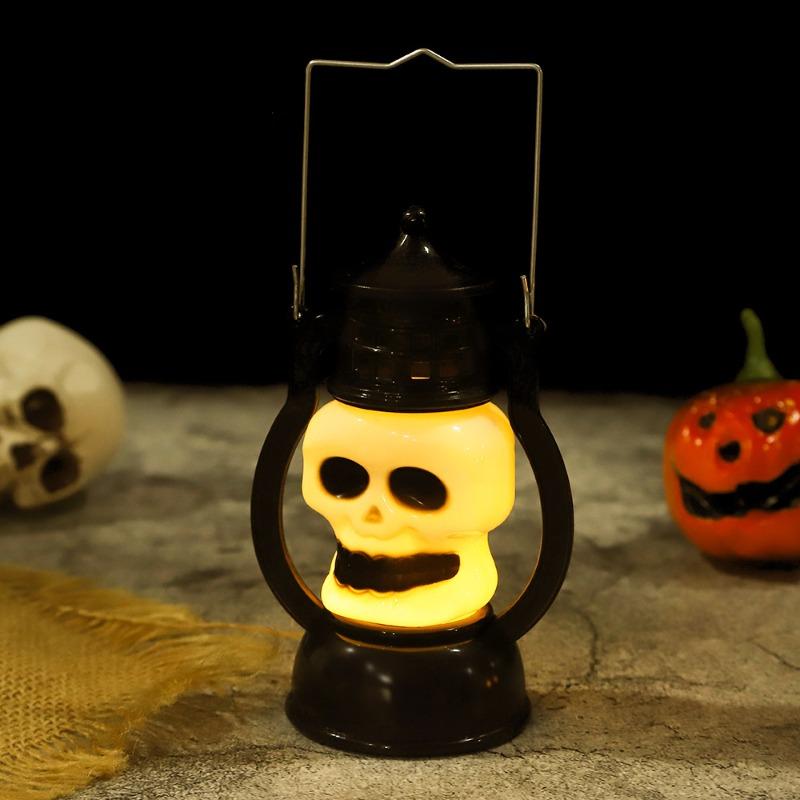 LED Halloween Pumpkin Lamp Portable Lamp Candle  Vintage Small Oil  Lamp Halloween Party Home Decoration Horror Props
