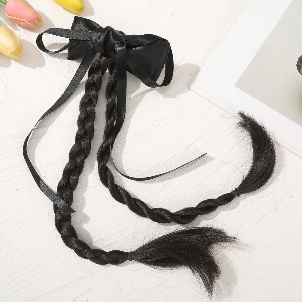 AWAYTR Satin Bowknot Wig Tassle Duckbill Hairpin Floral Hair Clips Valentine Headwear Girl Hair Accessories Festival Gift