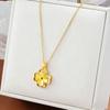 Spot TEMU Explosion Lucky Light Luxury Four-leaf Clover Golden Flower Jewelry