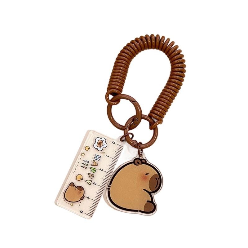 Car Keychain Small Ruler Keychain Cartoon Capybara Keyring Bag Charm Handbag Charm Lovely Keyholders