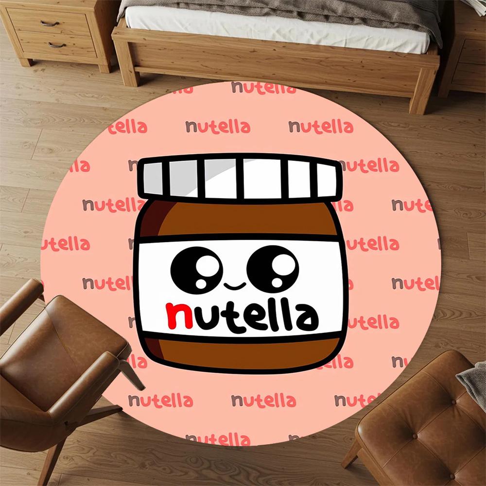 1pc Nutella Round Chair mat Area Rug - Non-Slip, Floor Mat for Office, Bedroom, home decor Christmas Gift p0811209