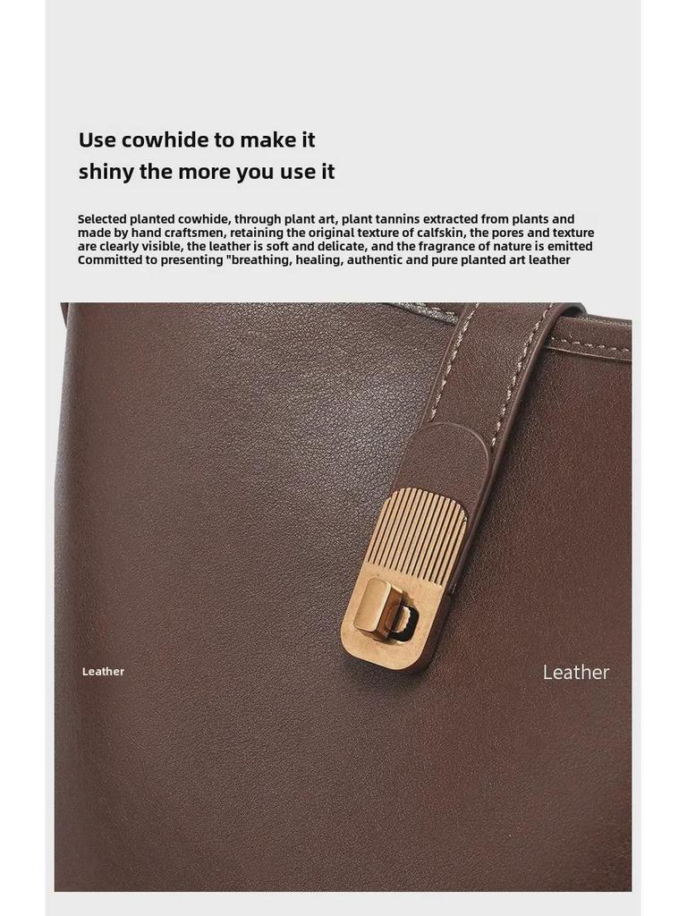 Damska luksusowa torba typu bucket z prawdziwej skóry - 2025 Modny, uniwersalny styl na ramię i do noszenia na ramieniu