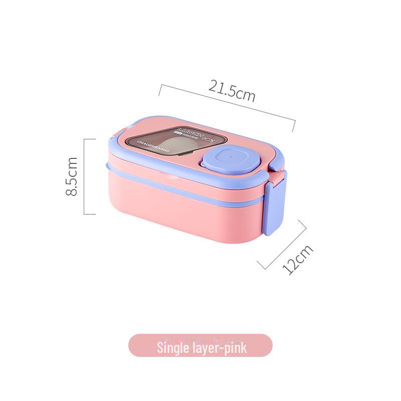 

Многослойный ланч-бокс, пригодный для использования в микроволновой печи, со столовыми приборами и контейнером для хранения свежих продуктов