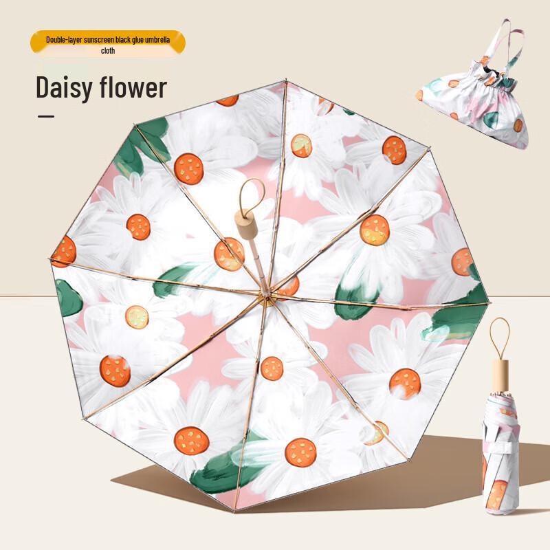 Xuqing Daisy Floral Triple-Fold Umbrella