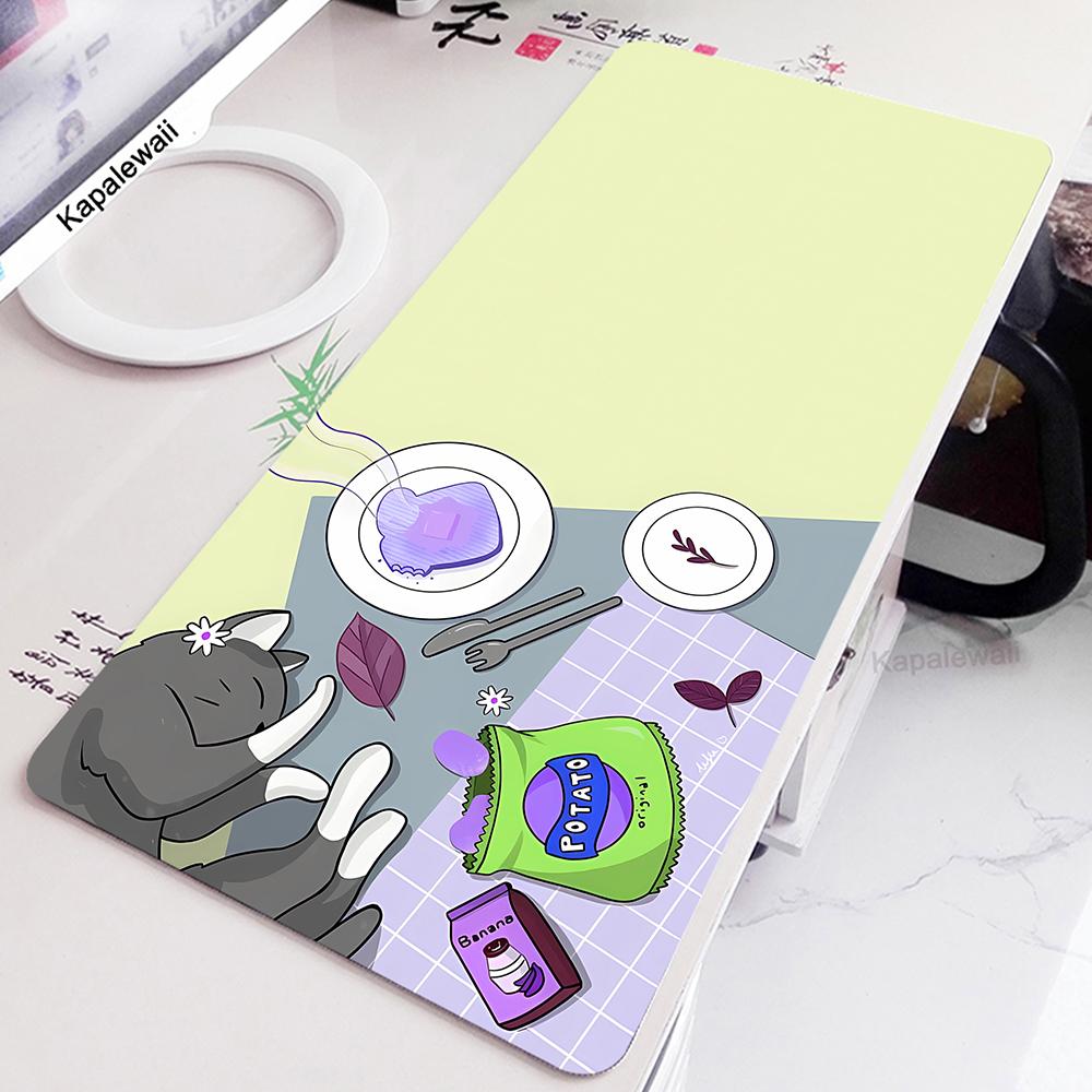 Large Pink Mouse Pad Kawaii Cute Cat Mousepad XXL Anime Deskmat AntiSlip PC Mouse Mat Big Keyboard Pads Table Carpet Xcm