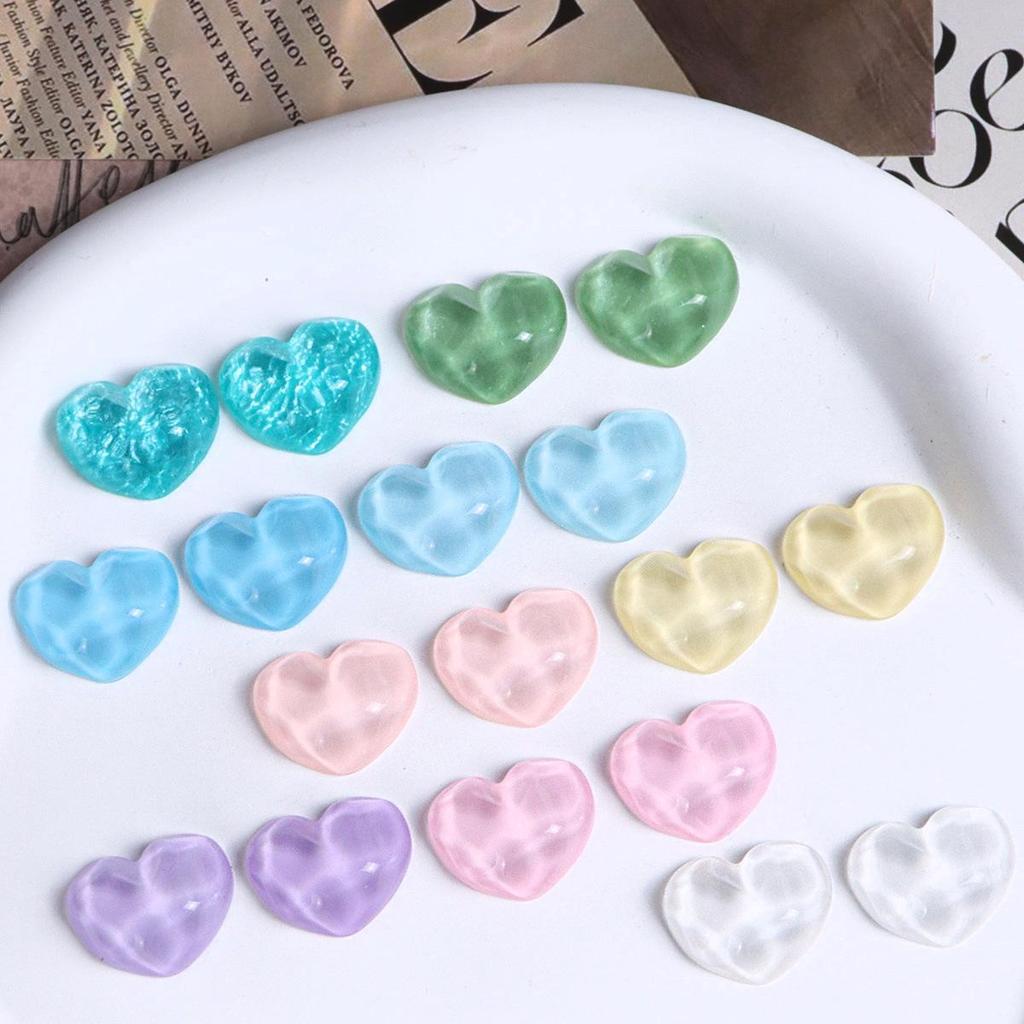 22mm Wavy Heart-Shaped Resin Charms and Hair Accessories