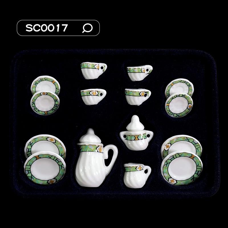 Puppenhauszubehör 1/12 Küche Miniatur 15 Stück Mini Porzellan Blume Teetasse Set Puppenhaus Dekor Simulation Puppenhaus Dekoratives Zubehör