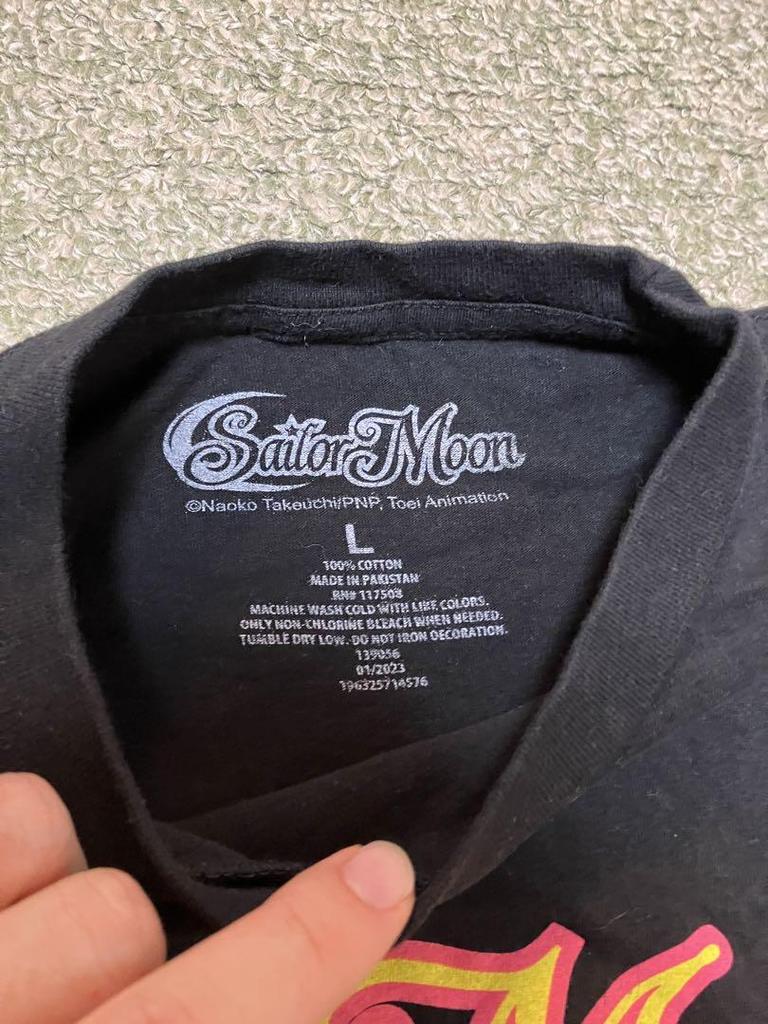 [USED] Sailor Moon T-shirt, Black, Five Warriors, Luna, Size L