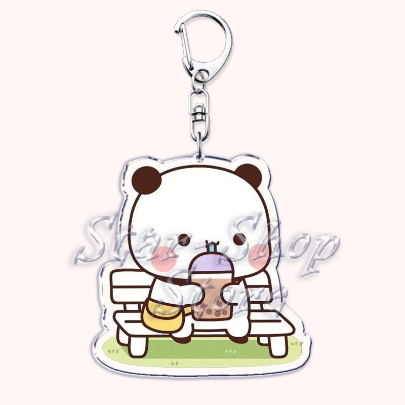 Cute Bubu Love Dudu Yier Keychains Couple Bear Panda Keyrings for Accessories Bag Pendant Key Chain Jewelry Fans Lovers Gifts