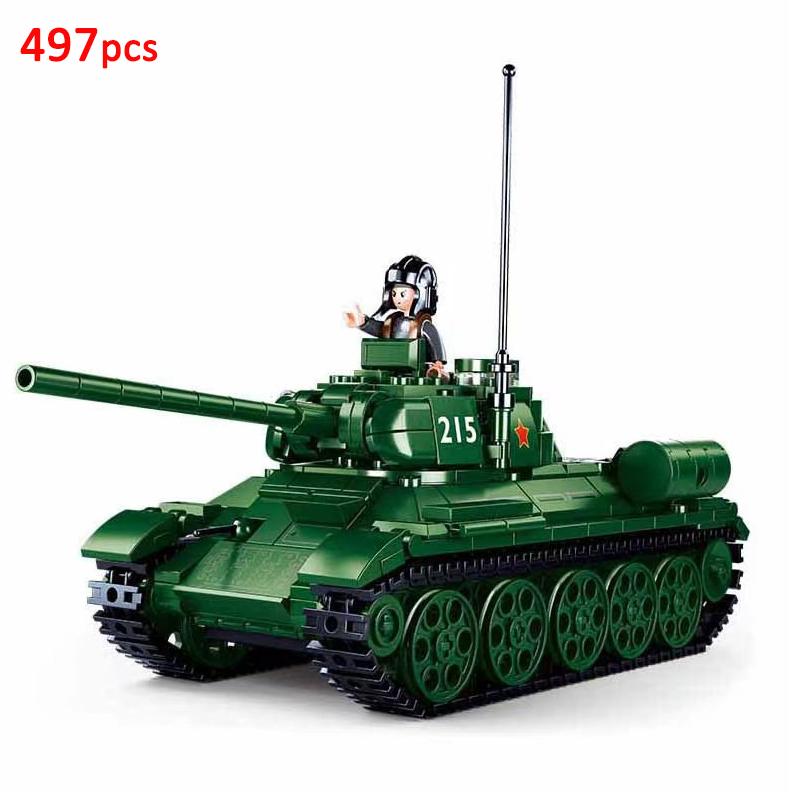 Sluban Military Cannon Assault Armored Vehicle Battle Tank Car Truck Army Weapons Soldier Building Block Model King Kid Toy Gift