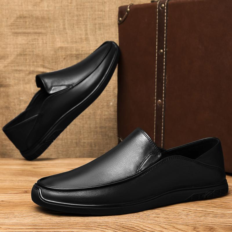 Ekte Skinn Herresko Slip On Loafers Fritidssko i Skinn Komfortable Kvalitets Flats Herresko