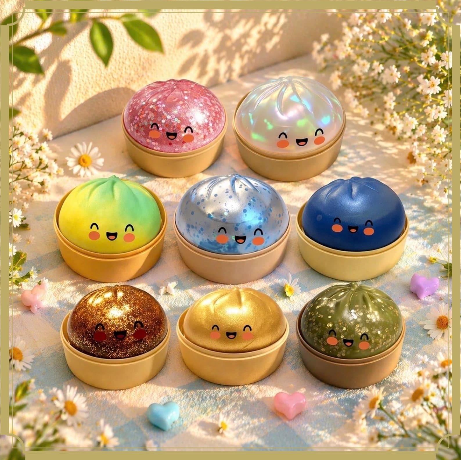 Activating Toys Giant Glitter Bun Squishy Toy: Slow Rising Maltose Dumpling Stress Ball, Aesthetic Taba Squishies, Office Sensory Fidget Toys