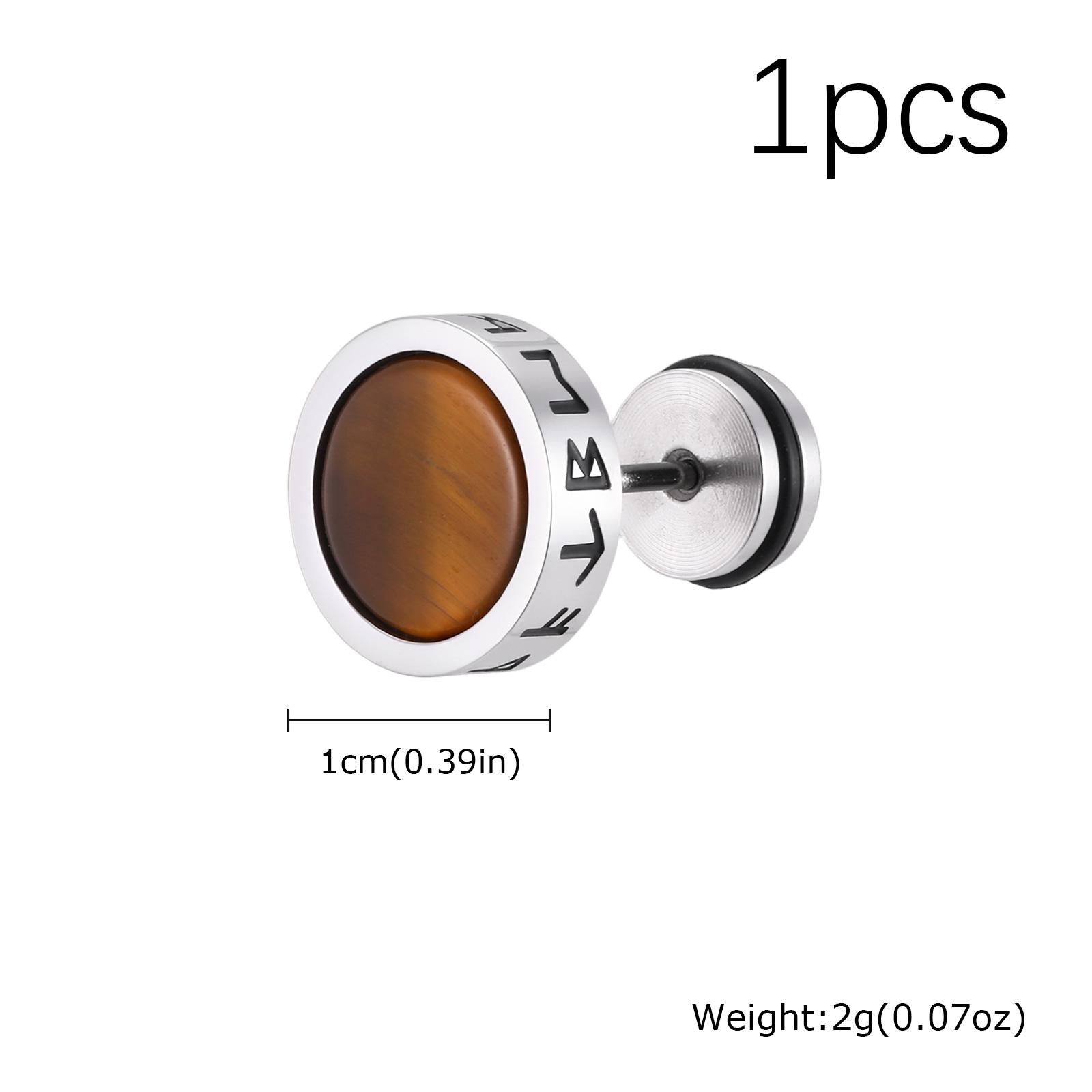 

Men s Vintage Norse Viking Runes Round Earrings, Fashion Stainless Steel Stud Earrings, Stylish Natural Stone Jewelry Gifts