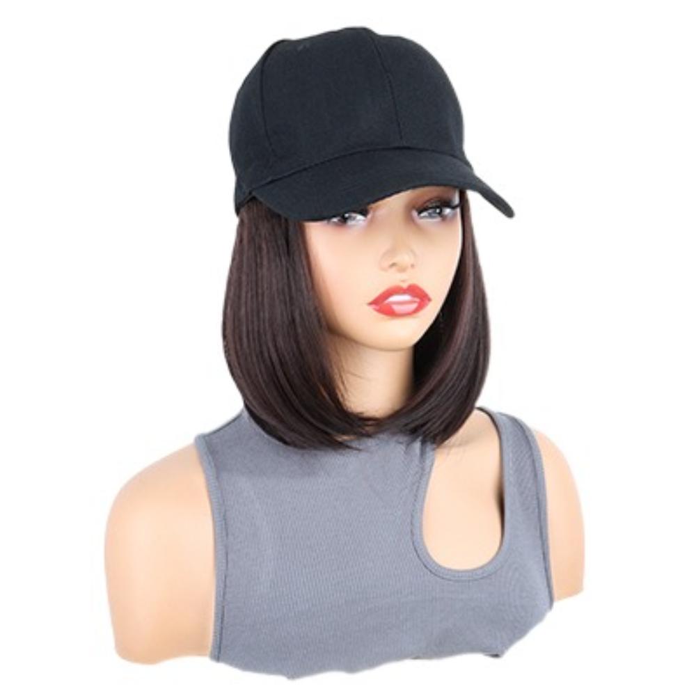 

Регулируемая бейсболка с париком боб, кепка с козырьком, солнцезащитная кепка, парик, женщины темно-коричневого