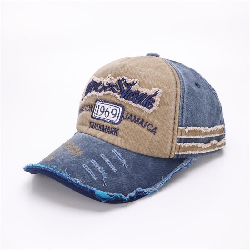 Retro Distressed Baseball Cap Washed 1969 Colored Fringed Baseball Cap Made of Old, Versatile, and Niche Hats