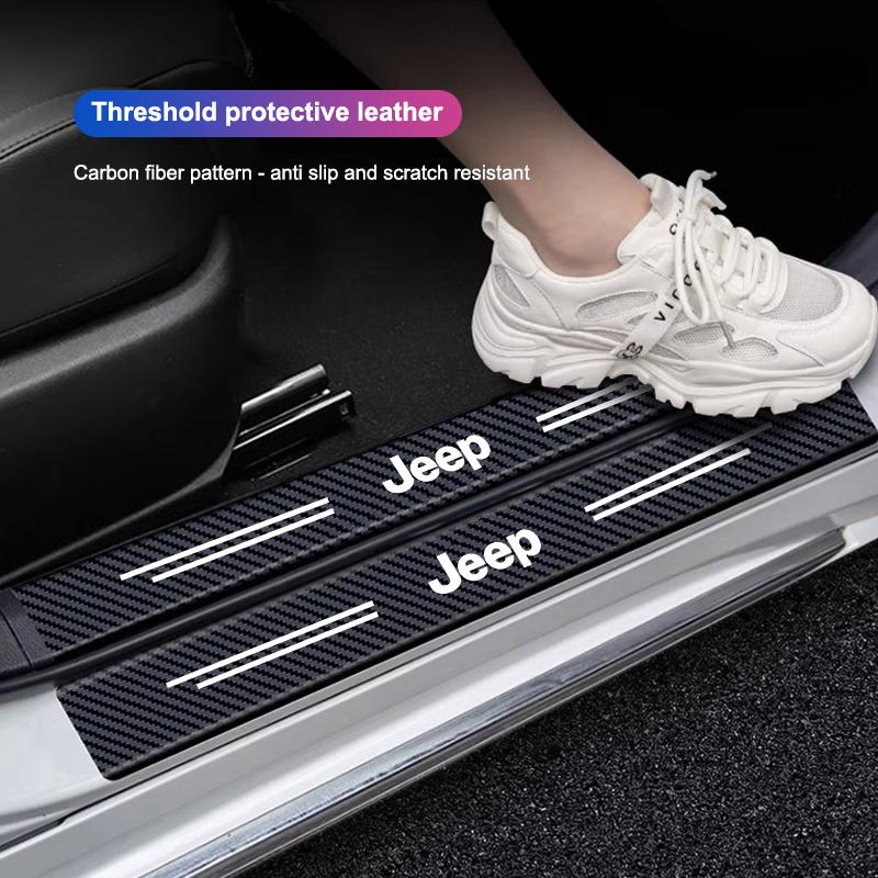 Car Threshold Protection Strip Anti Stepping Sticker Foot Pedal Sticker For Jeep Grand Cherokee Wrangler JK Gladiator Compass AJP1