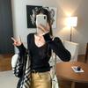 European Style Purple V-Neck Long Sleeve Knit Top for Women - Slim Fit Autumn 2025 Collection
