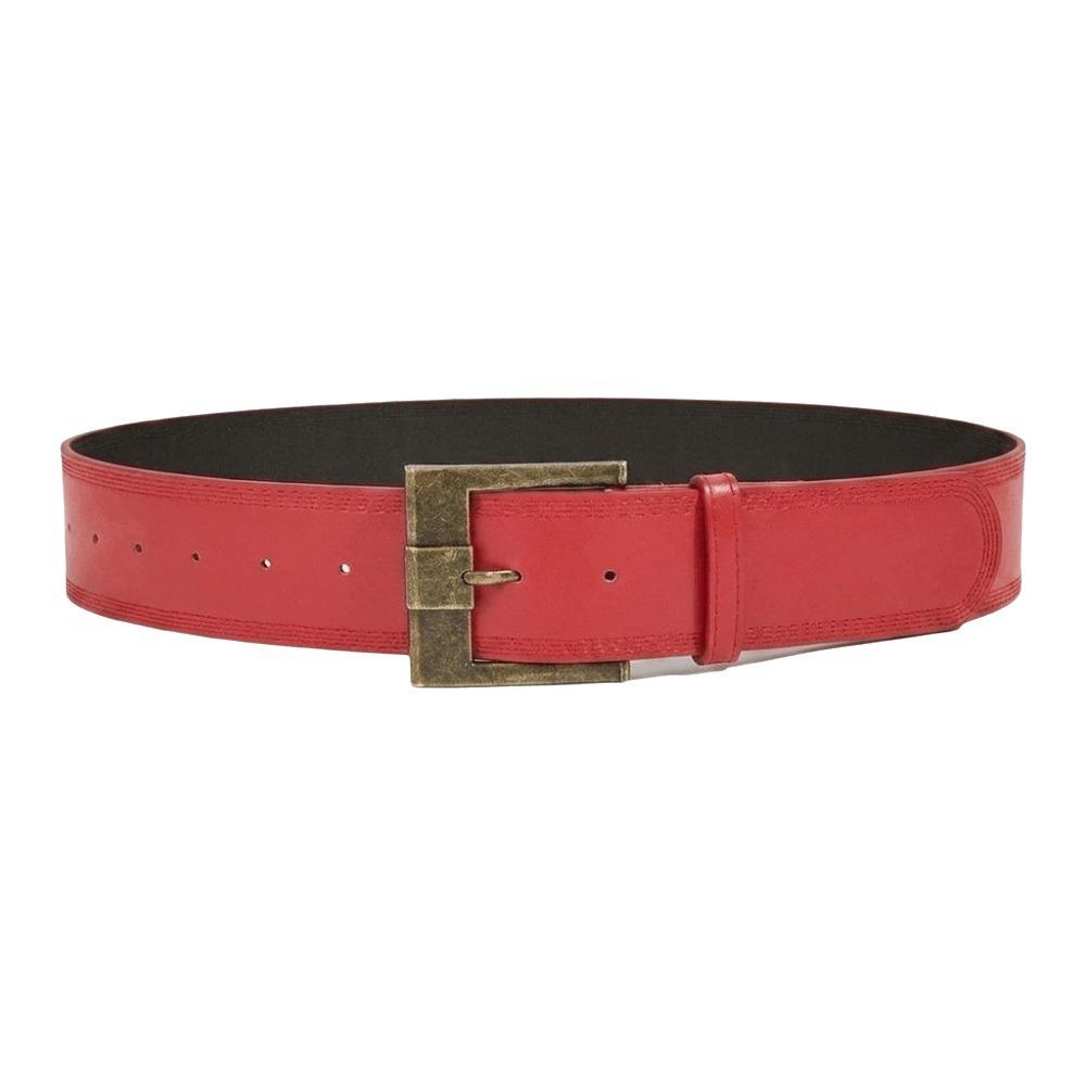 Pin Buckle Metal Buckle Wide Belt Y2K PU Leather Waistbands Fashion Wide Waist Belt Jeans S Red