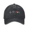 Heart Beat Palestinian Flag Baseball Caps Casual Distressed Washed Headwear Unisex Outdoor Travel Soft Caps Hat