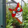 Sunlight Catching Cat Sticker Stained Glass Window Cling, Vintage Colorful Kitty Decal, Removable Static Decor for Door Wall Car, UV-Resistant
