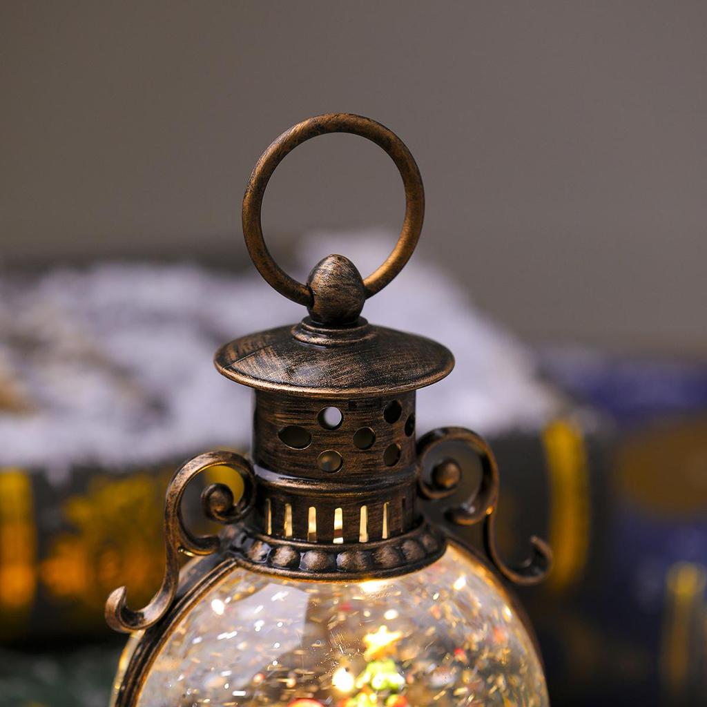 USB Concert Snow Globe Christmas Ornament - Luminous Resin Lantern with Golden Horse