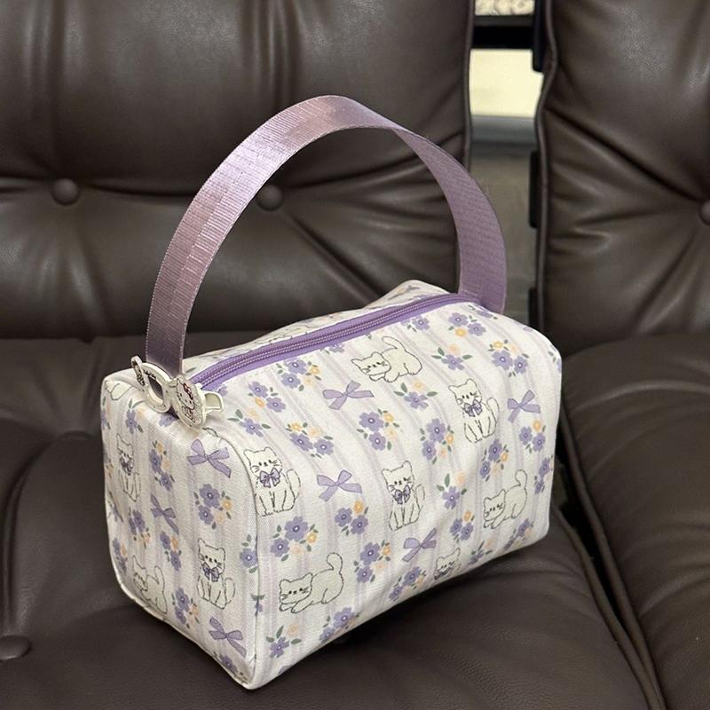 Cute Cartoon Hand-Held Cosmetic Bag Large Capacity Travel Portable  Storage Bag Makeup Pouch Girls Birthday Creative Gift