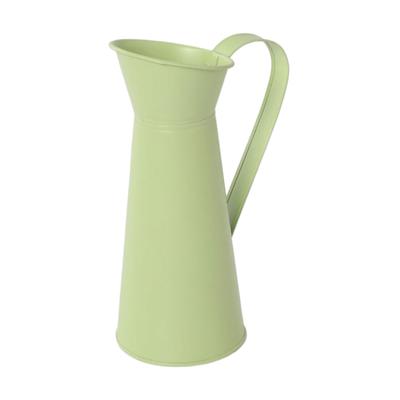 Metal Jug Vase For Flowers Chic Farmhouse Decorative Pitcher Galvanised Metal Flower Vase White Vase