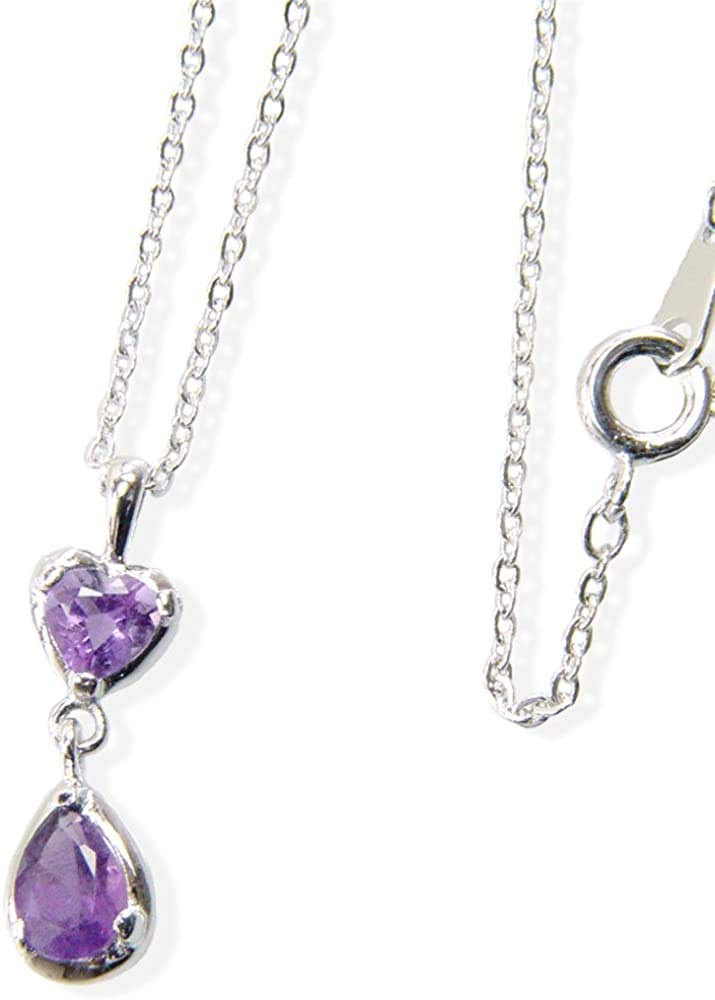 [Your and My Jewelry Box] Amethyst Pendant Necklace, Heart & Teardrop Type [February Birthstone] [Gift Wrapped]