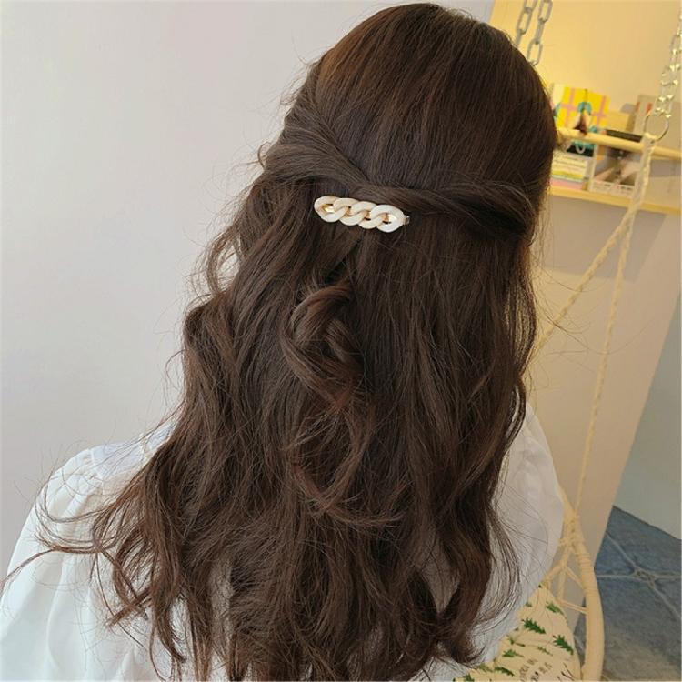 Elegant Chain Barrettes Delicate Pearls Hair Clip for Women Girls Fashionable Hair Ornament Sweet Hairpin