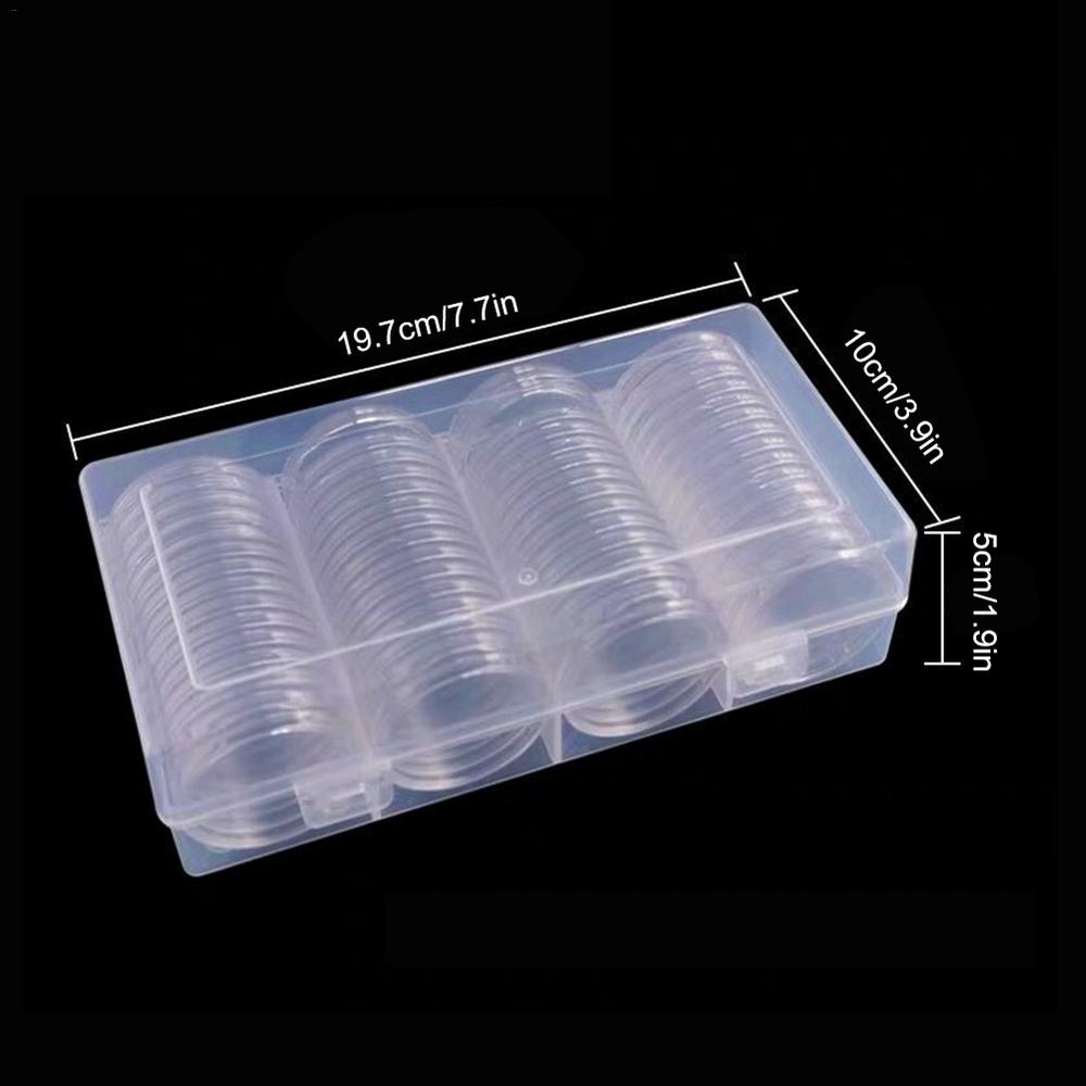 Coin Holder Case Plastic Storage Box With 60PCS Coin Capsules 19/20.5/22.25/25/27/30/39/41MM Protect Gasket For Coin Collection