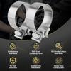 2pcs 3 Inch Exhaust Band Clamps 10.9 Grade Bolt Narrow 360 Degree Sealing Distribution 304 Stainless Steel Muffler Pipe Couplers
