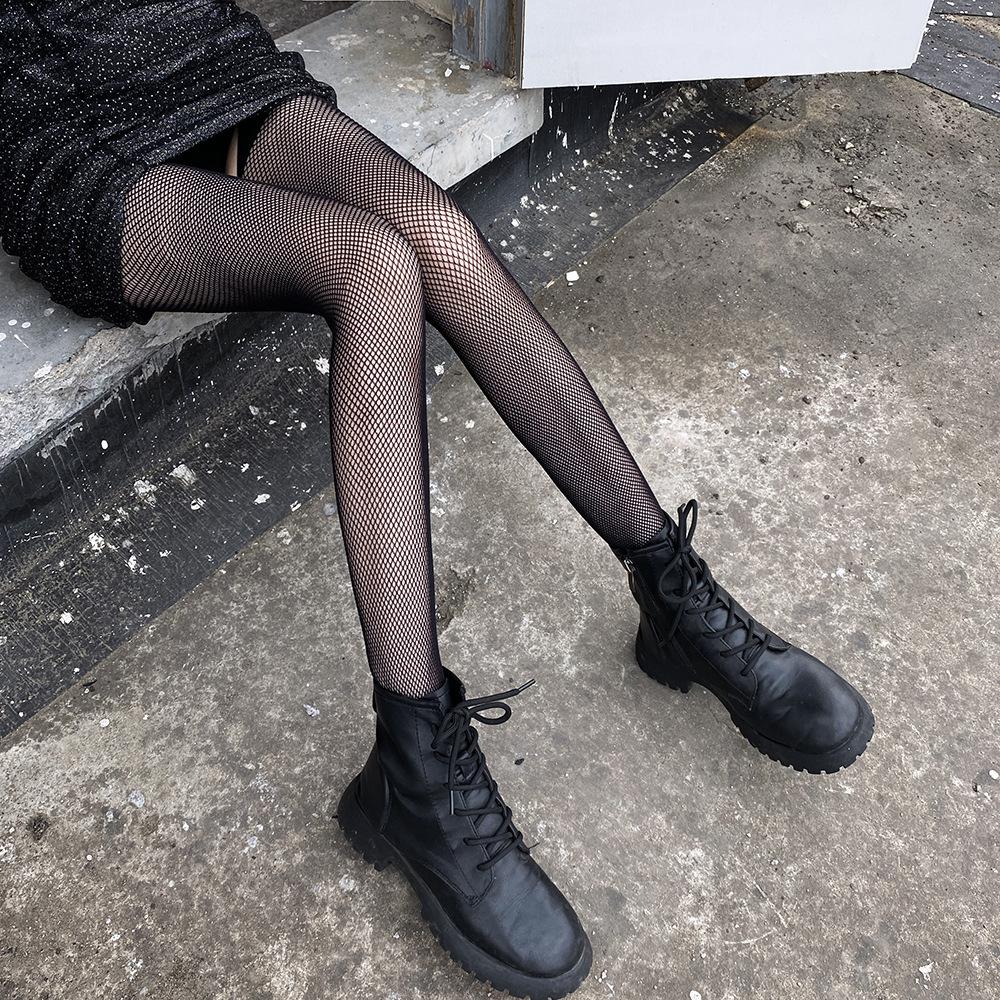 Sexy Black Lace Hollow Out Long Tube Stockings With Straps Thin Summer Japanese Style See-Through Net Tights For Women