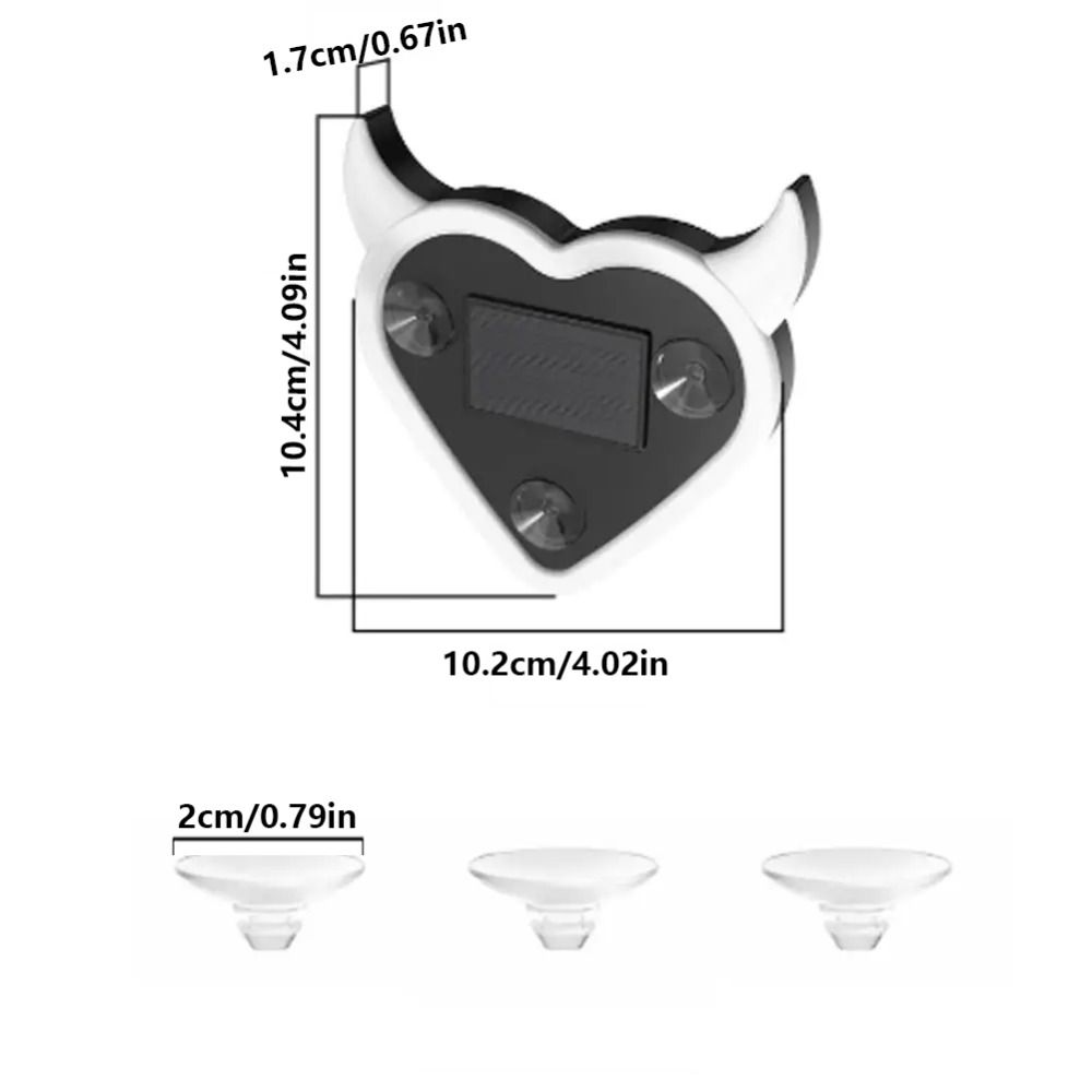 Suction Cup Devil's Heart Lamp Heart Shape Design LED Ambient Light Car Exterior