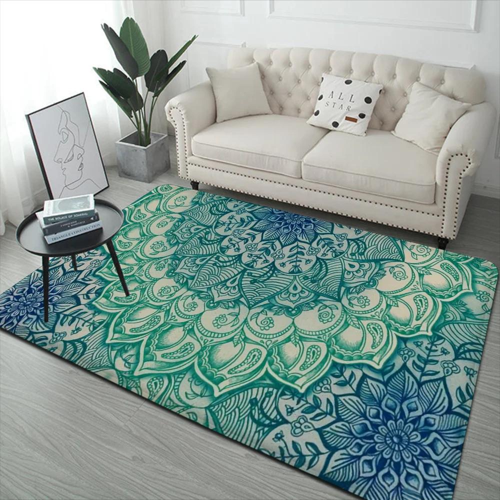 Mandala Flower Pattern Floor Mat Floor Mat INS Style Soft Bedroom Floor House Laundry Room Mat Anti-skid Household Carpets