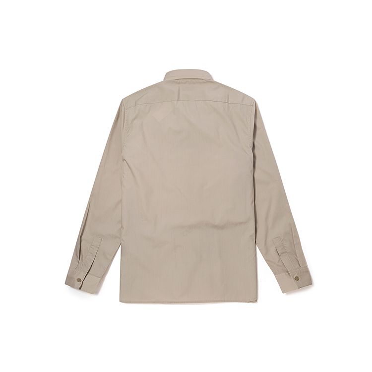 Timberland Solid Color Business Breathable Casual Pocket Polo Shirt Long Sleeve Men Shirts Sand A69JD-CY2