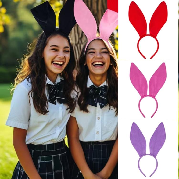 Diadema a forma di orecchie lunghe da ragazza Divertente cerchietto da coniglio per festa Compleanno Fasce per capelli Copricapo da palcoscenico Accessori per foto di Pasqua