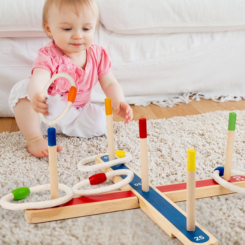 Holzringspiel-Set - Gruppenaktivität Zweipersonen-Wettkampf-Punktespiel Kinder-Hand-Auge-Koordination Und Wettkampfspiel
