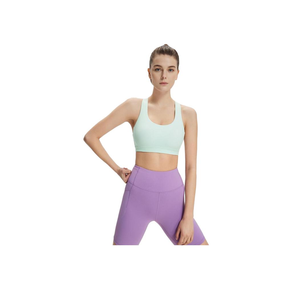 Saucony Full Coverage Tank Top Solid Color Moisture-Wicking Sports Bra Women Sports Bra Clear-Green SC1239088-5