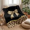 Leopard Print Bow 1 Theme blanket Lightweight Warm Flannel Blanket Decorative Throw Blanket for Home Decoration