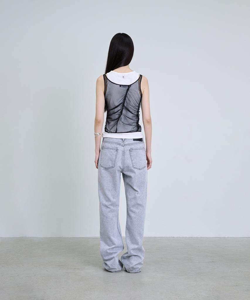 Deoaeteus Layered Sheer Sleeveless Set_Black