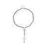 Vintage Cross Pendant, Black Bead Necklace, Sweet And Cool Style High-End Neck Chain, Niche Personality Long Fashion Item.